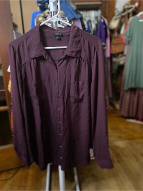 torrid Plum Long-Sleeve Button Front Shirt
